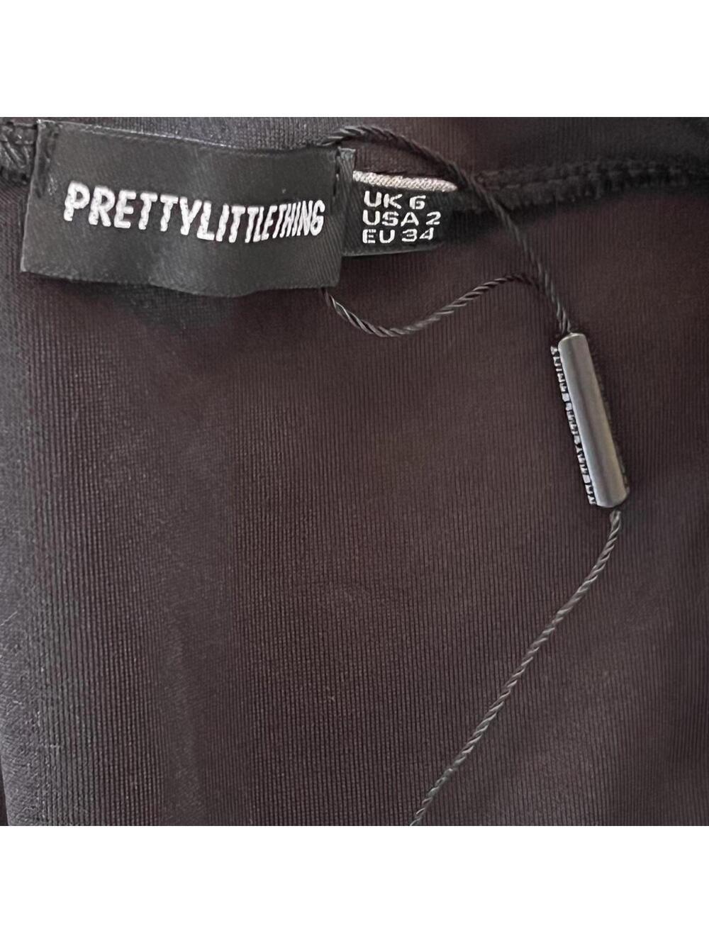 Black PrettyLittleThing bodycon mini dress hook and eye detail party Size 6 ๐ค - Picture 6 of 6
